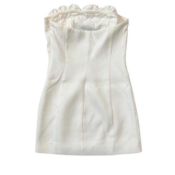 Meshki Brooks Rose Strapless Mini Dress White Size S | Floral Appliqué Bridal - Picture 6 of 8